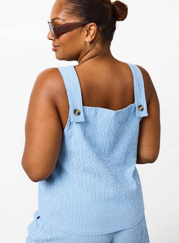 Blue Stripe Print Square Neckline Co-ord Shell Top 24